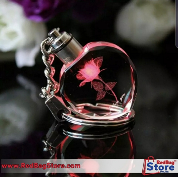 3/$25🔥Crystal Rose LED Light Keychain Love Heart - Picture 5 of 6